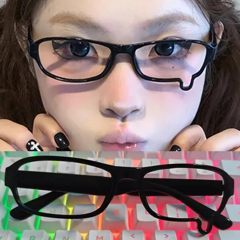 

Японское аниме Y2K каплевидные косплей маленькие квадратные очки для женщин ретро очки в стиле Харадзюку прозрачные синие очки с блокировкой света