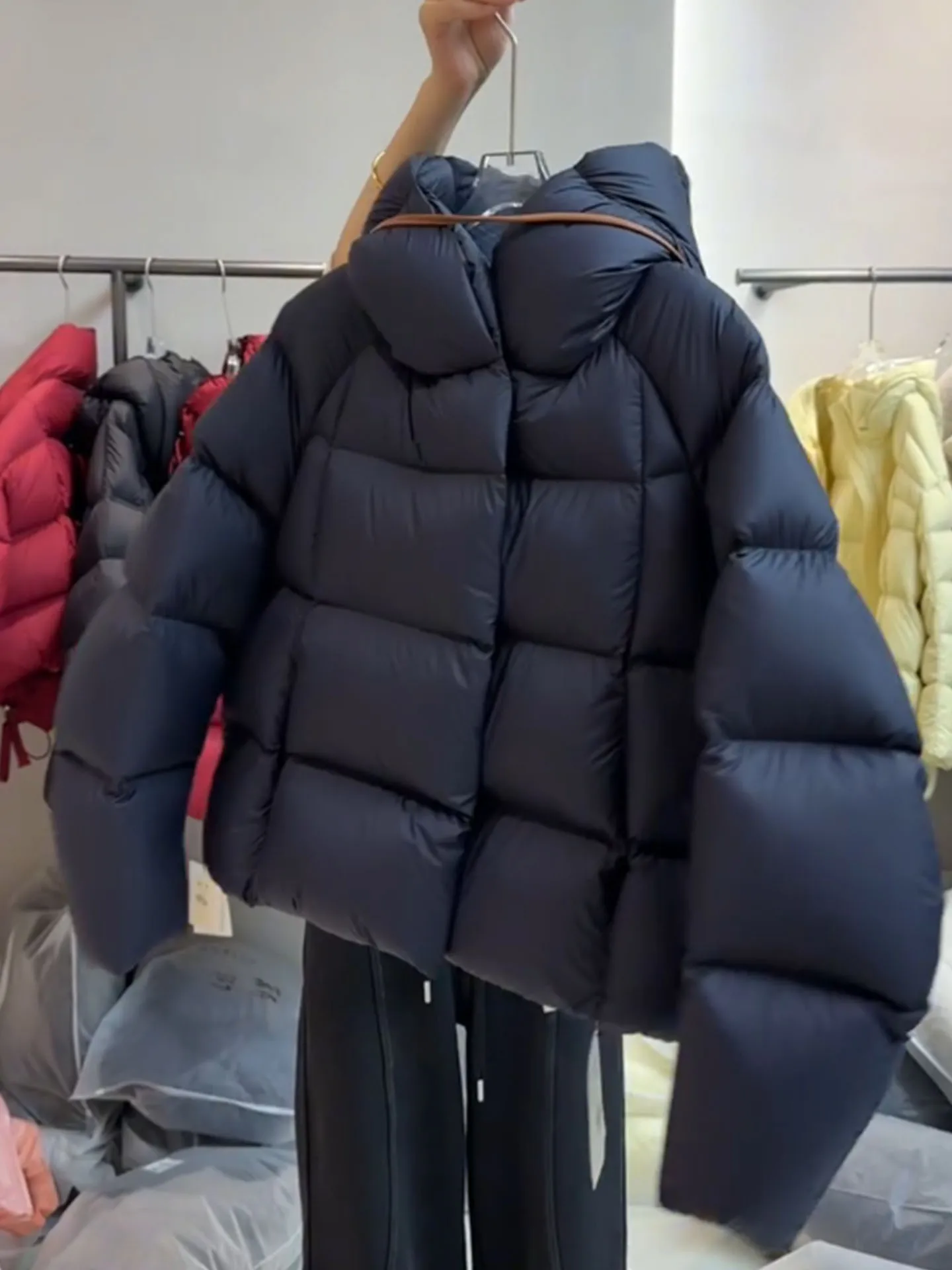 Sle coreano feminino ort Thiened inverno para baixo Jaet gola quente Bla Du casaco de penas cintura alta longo Sve poliéster...