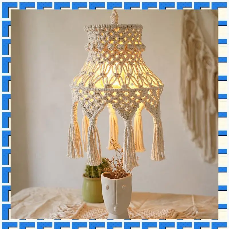 

ABNG 3X Macrame Lamp Shade Boho Hanging Pendant Light Cover, Chandelier Shade For Bedroom Living Room Nursery Dorm Home Decor