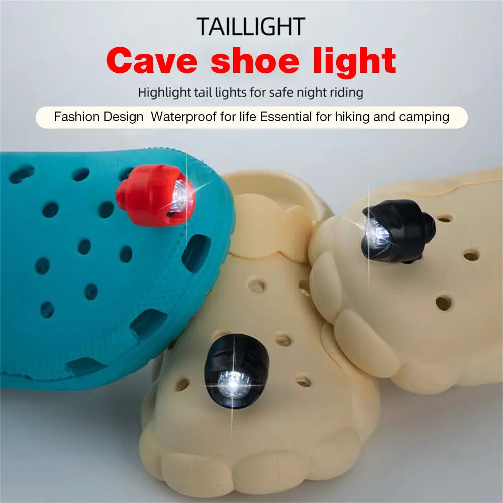 2Pcs Mini LED Night Light Built-in battery White Light for Crocs Slipper Lighting Decoration Running Mountaineering Headlights