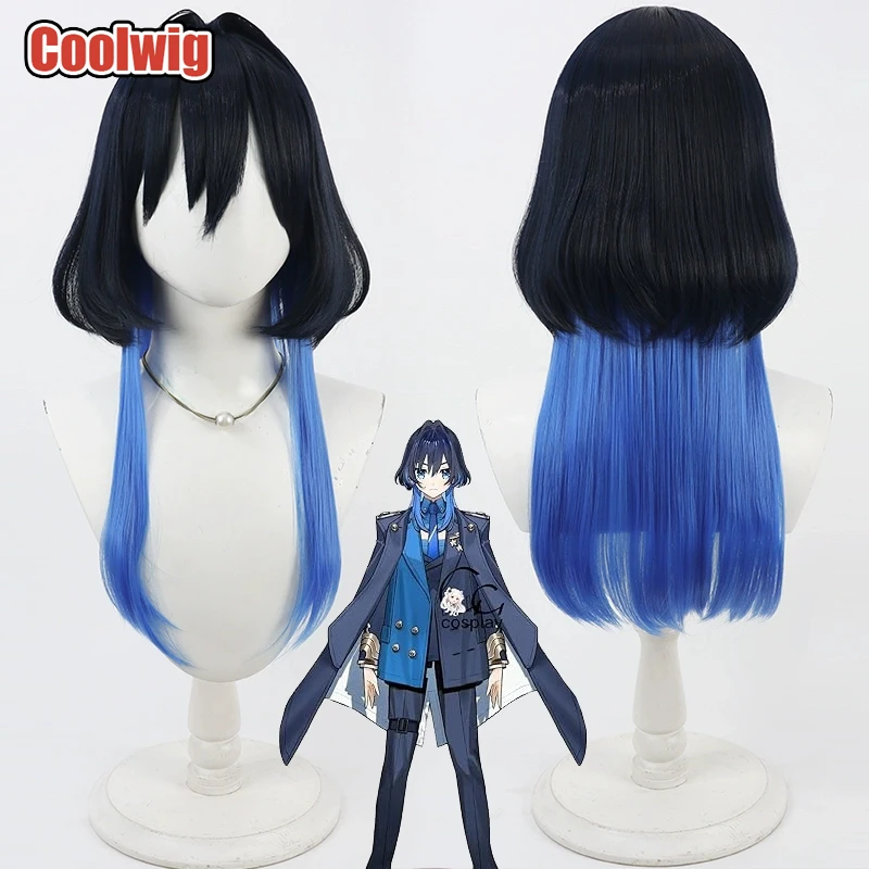 Coolwig Synthetic Hair Ouro Kronii Cosplay Wigs Virtual YouTuber Ouro Kronii Straight Dark Blue Mixed Blue Wig Heat Resistant