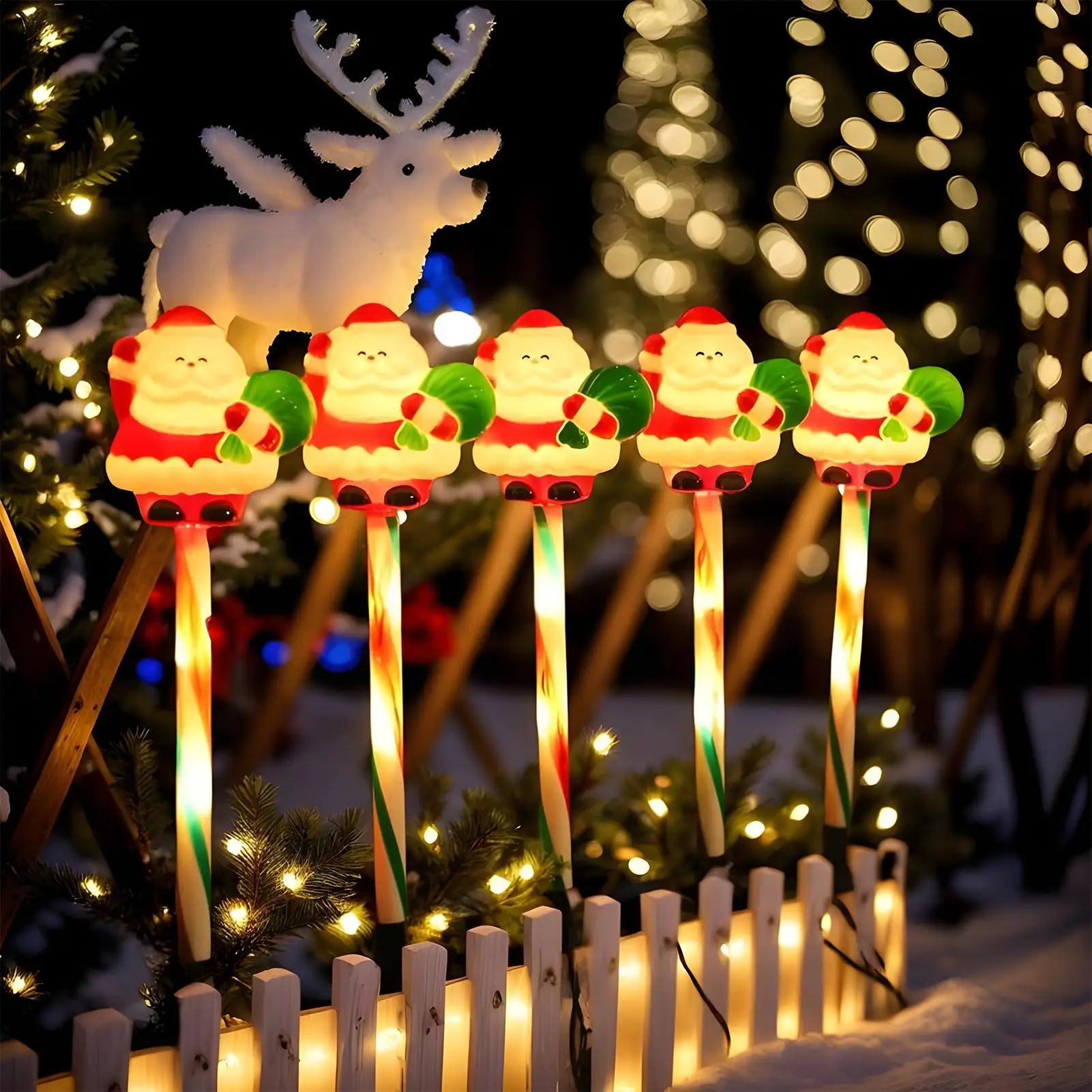 أضواء عيد الميلاد الشمسية في الهواء الطلق إضاءة مقاومة للماء حديقة ديكور ثلج سانتا الشمسية عيد الميلاد سلسلة أضواء لحديقة الحديقة الفناء