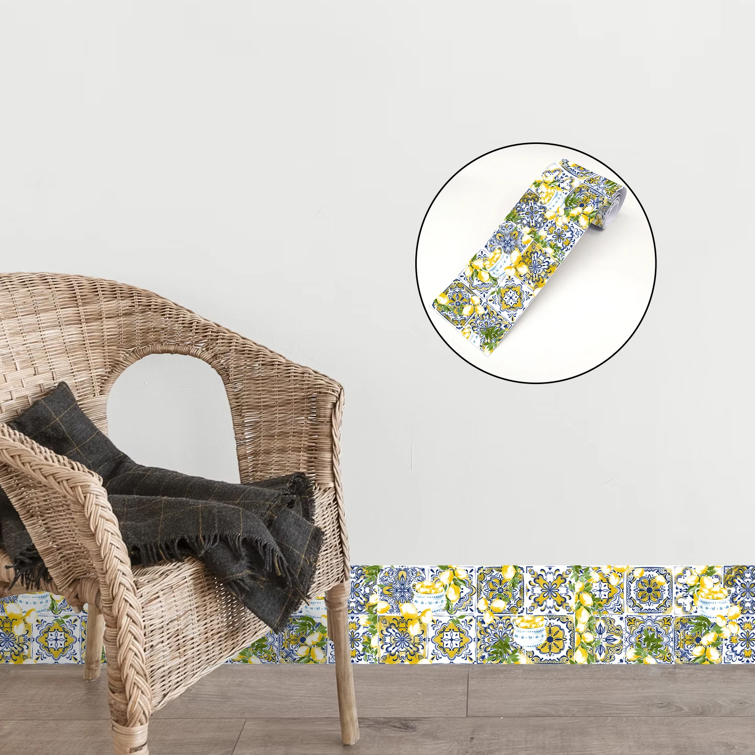 Lemon Ceramic Tiles Wall Sticker Cabinet Kitchen Backsplash Decor Waistline Skirting Strip Peel & Stick Art Wall Decals