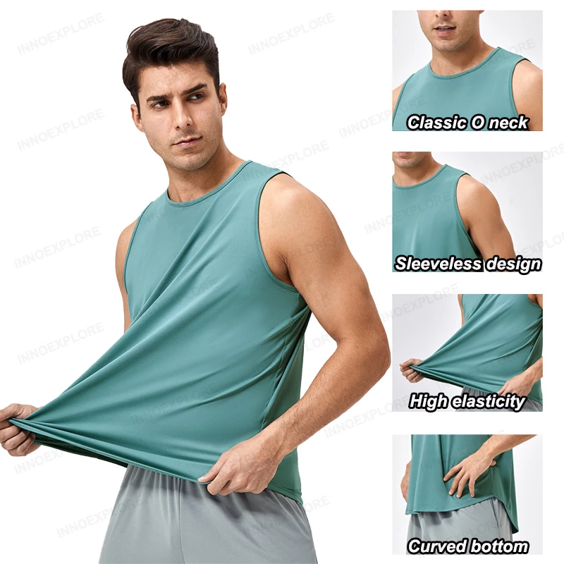 Men Workout Top Breathable Gym Tank Top Stretch Running Fitness Men Vest Quick Dry Sports Training Casual T Shirt Men Activewear