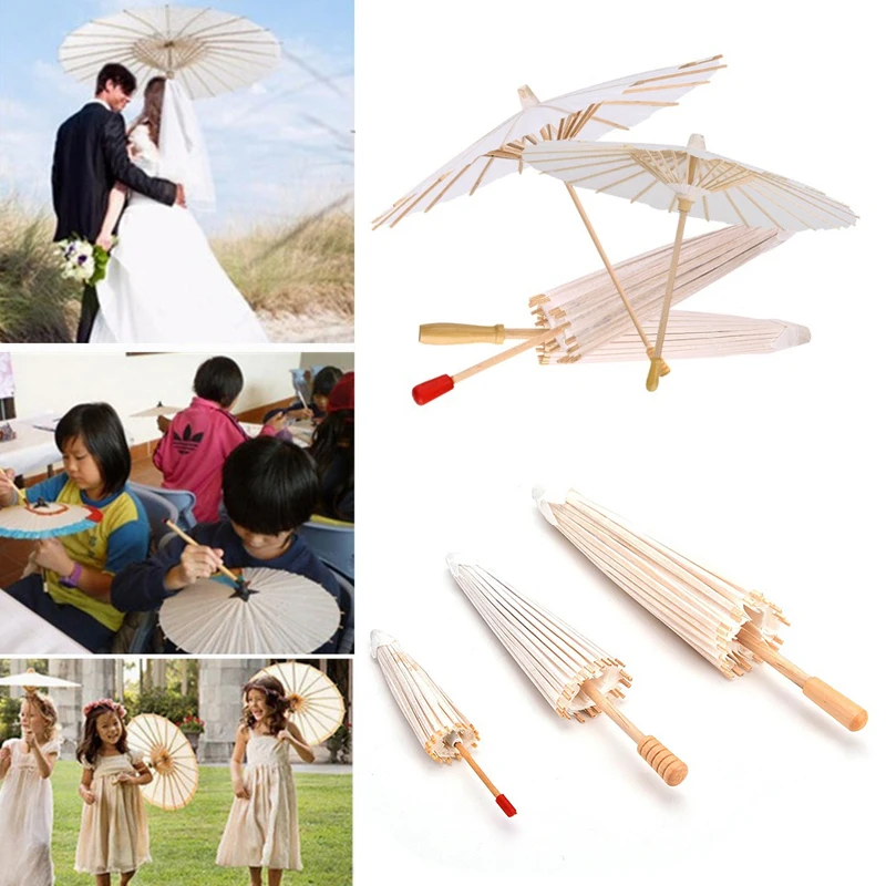 White Paper Umbrella Diy Handmade Material Blank Oil Paper Umbrella Painting Paper Umbrella Children\'s Graffiti Toys