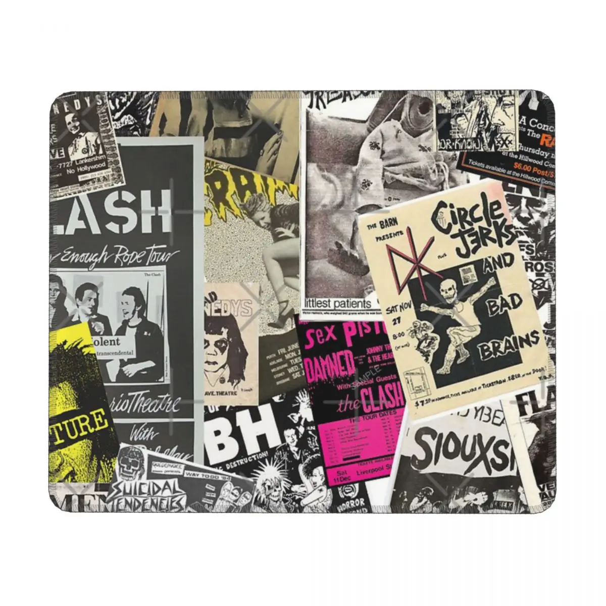 Punk Rock Music Flyers Colagem Almofadas de teclado de borracha