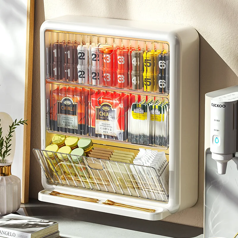 

Wall-mounted Coffee Capsule Holder Stand Tea Bag Storage Box Drawer-type Storage Box Medicine Storage Cabine Dustproof Case