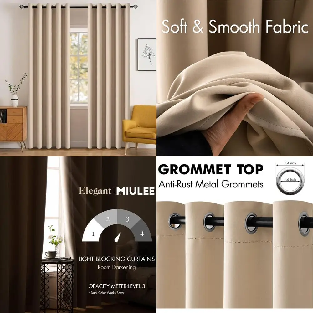 

Thermal Insulated Blackout Curtains with Grommet Top for Room Darkening and Light Blocking