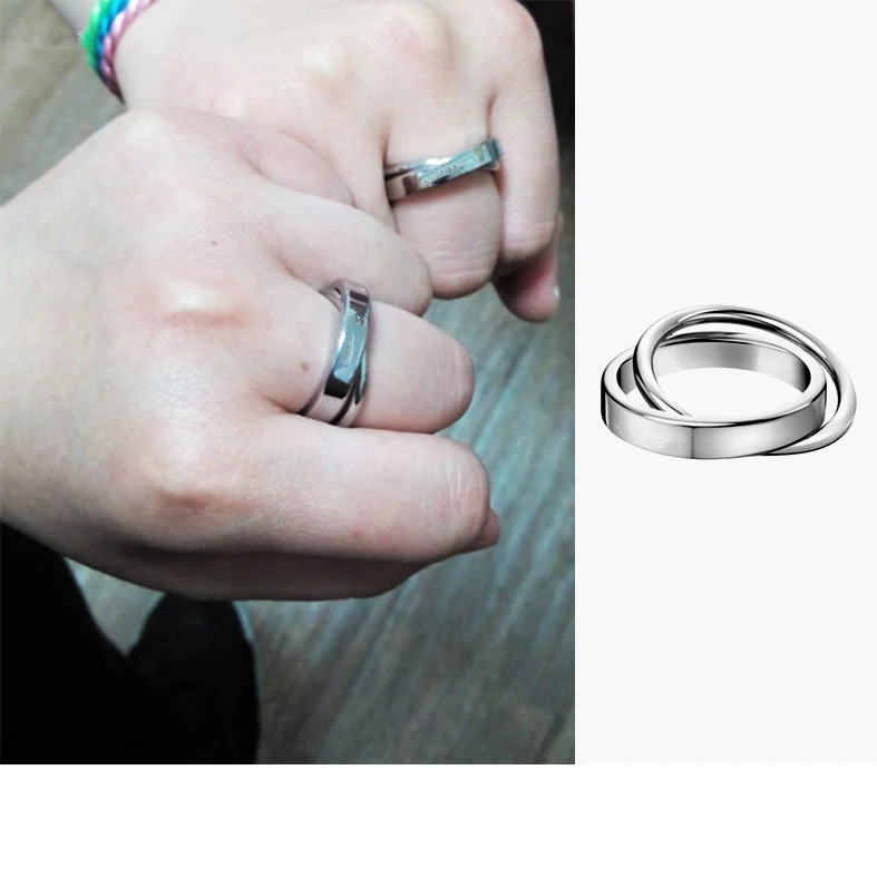 Fashion 4MM Double Loop Ring For Men