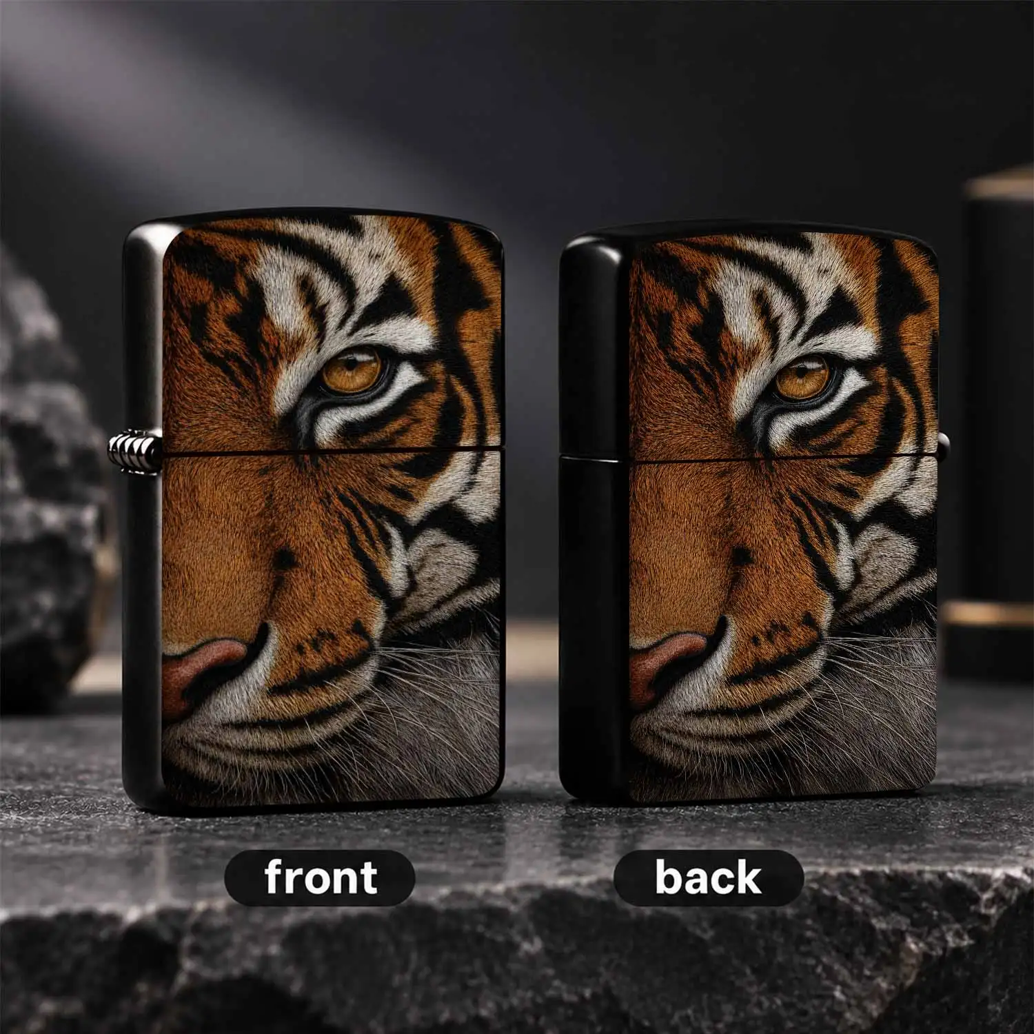 Exquisite Tiger Intense Gaze Printed Lighter, Stylish Eye-Catching Portable Accessory For Outdoor Camping Daily Travel Business Trips, Durable High Definition Patterned Practical Gift For All Scenarios, I A Humorous And Interesting Lighter