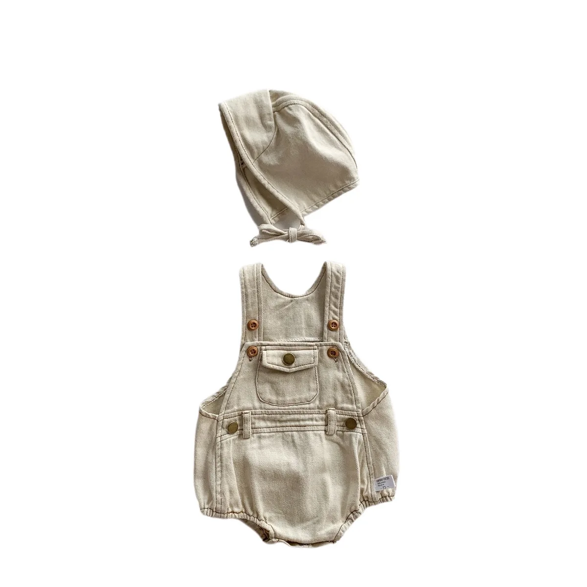 Summer Infant Baby Girls Boys Sleeveless Denim Buttons Overalls Kids Fashion Clothing Cotton Jumpsuits Gift Hat Bodysuits