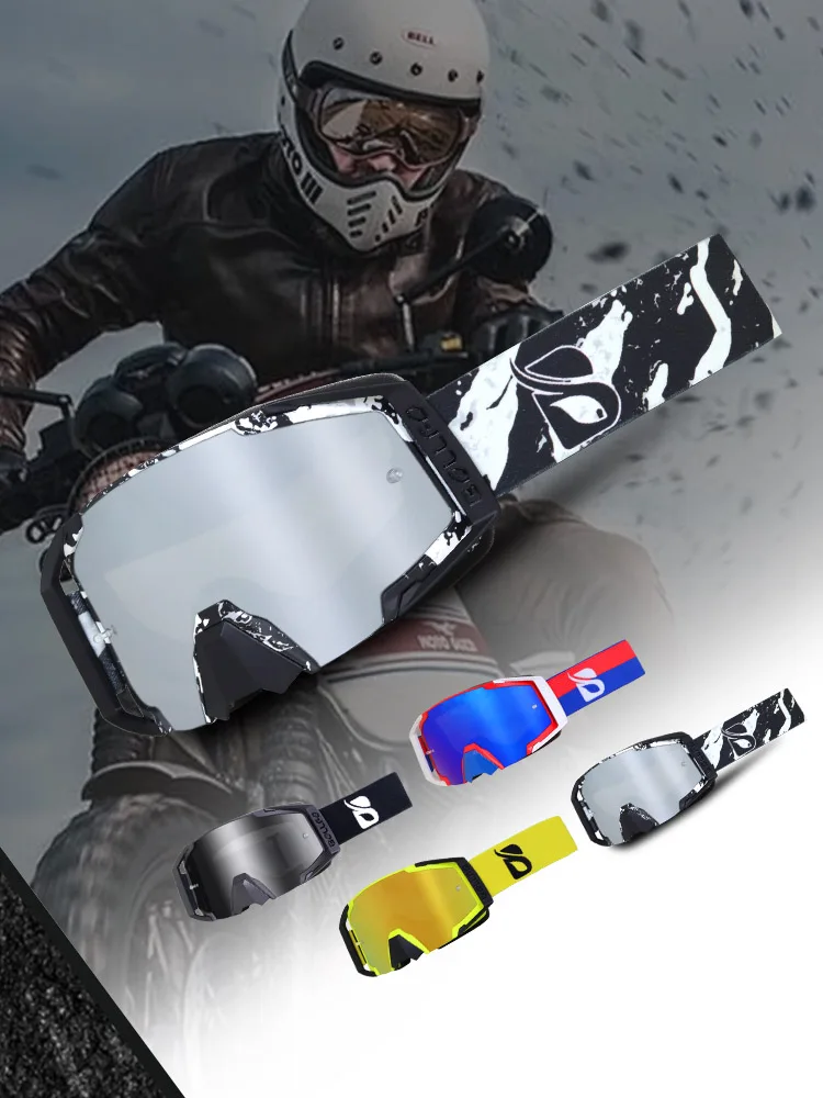 AliExpress BOLLFO Helmet Compatible Motorcycle Rally Goggles With Removable Film OTG Desert Dust Proof Goggles UV400 High-Speed Motorcycle Eyewear