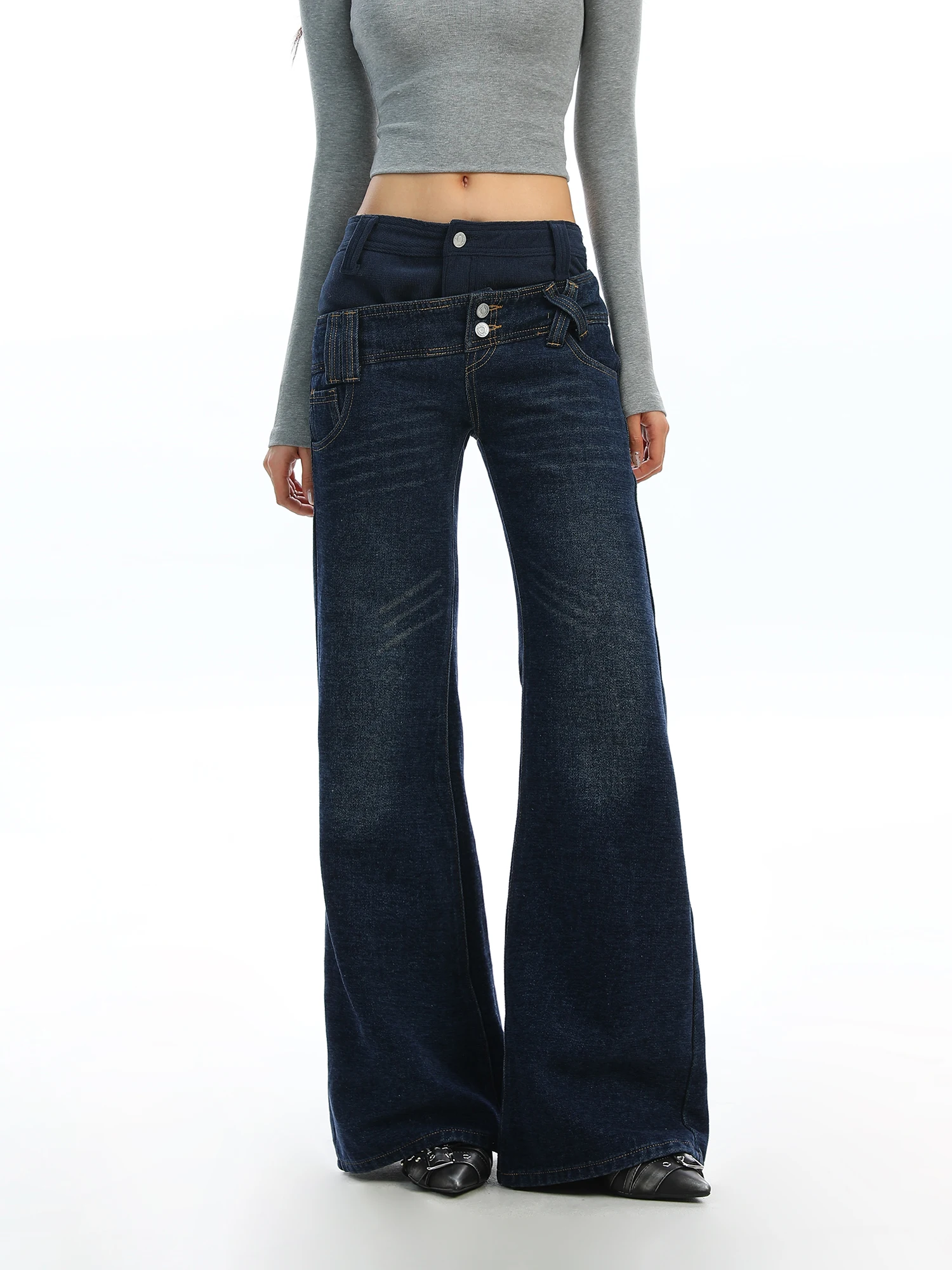 

Джинсы прямого кроя в американском стиле с вставками, женские, сексуальные, винтажные, длинные брюки, прямые джинсы-трубы в стиле INS