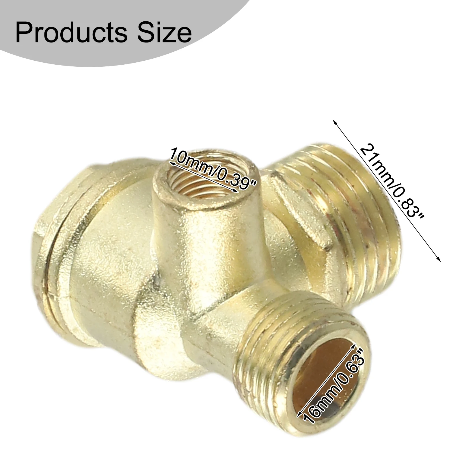 1pc 3-Port Air Compressor Check Valve Brass Central Connector Tool Male Threaded Valves Thread 10mm 16mm 20mm Pneumatic Parts