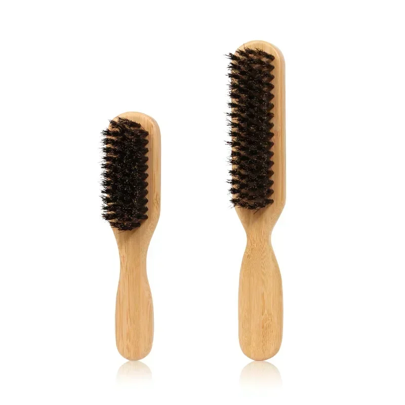 Wood Handle Boar Bristle Cleaning Brush Hairdressing Beard Brush Anti Static Barber Hair Styling Comb Shaving Tools for Men