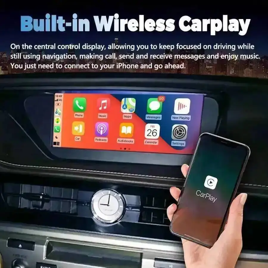 10.25''AHD  Navi with 360 DSP Car Radio For LEXUS ES ES200 ES300H ES250 ES350 2013-2017Android 15 Carplay BT GPS 4G Qled Screen