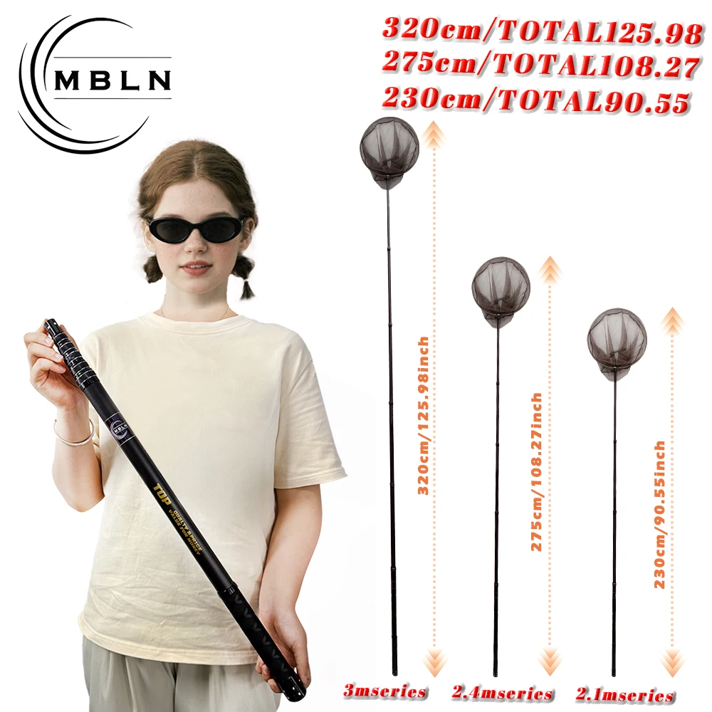 MBLN Carbon-Landungsnetz, einstellbar bis zu 320 cm, zusammenklappbar auf weniger als 60 cm, ultraleicht, robuste Carbonkonstruktion mit 40 cm Ring, tragbar – Detail 1