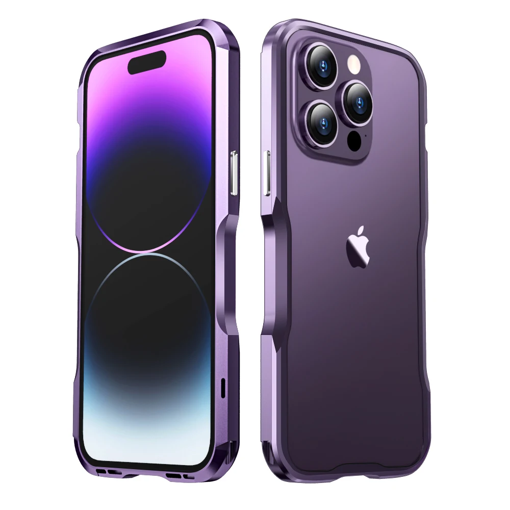 For iPhone 15 16 14 Pro Max Armor Case Luxury Metal Frame For iPhone 13 12 11 X XR Aluminum Alloy Lightweight Shockproof Bumper