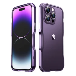 For iPhone 15 16 14 Pro Max Armor Case Luxury Metal Frame For iPhone 13 12 11 X XR Aluminum Alloy Lightweight Shockproof Bumper