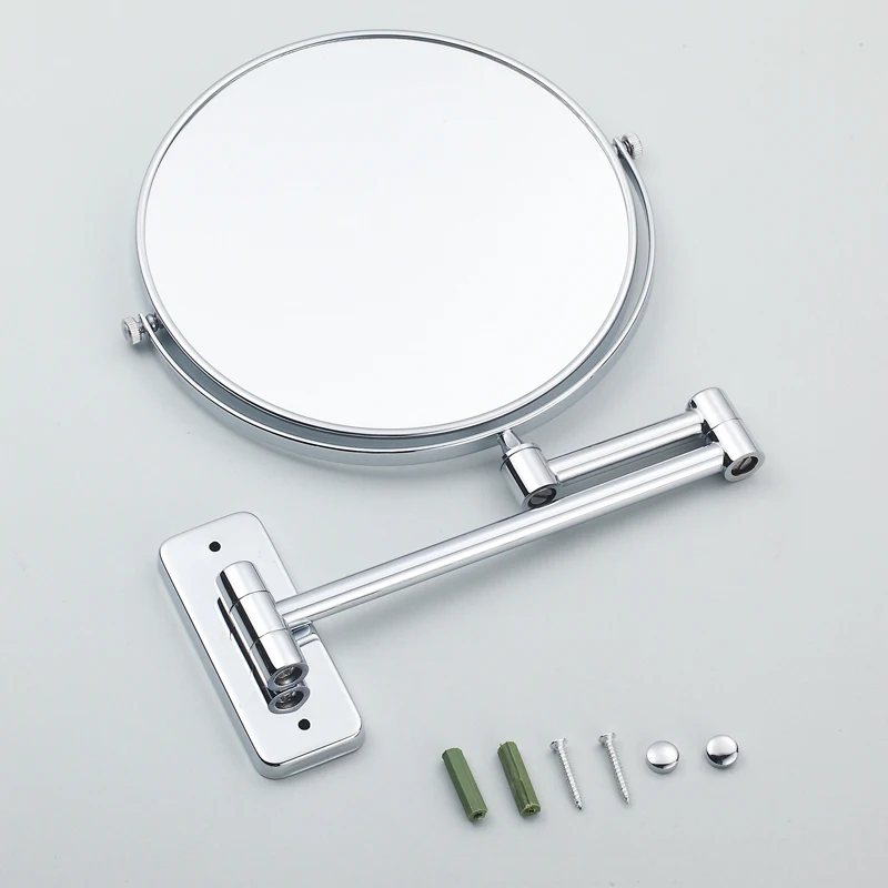 8 Inch Hotel Bathroom Extending Wall Makeup Mirror With 3x Magnification for Cosmetic or Shaving, 360 Swivel Mirrors Chrome