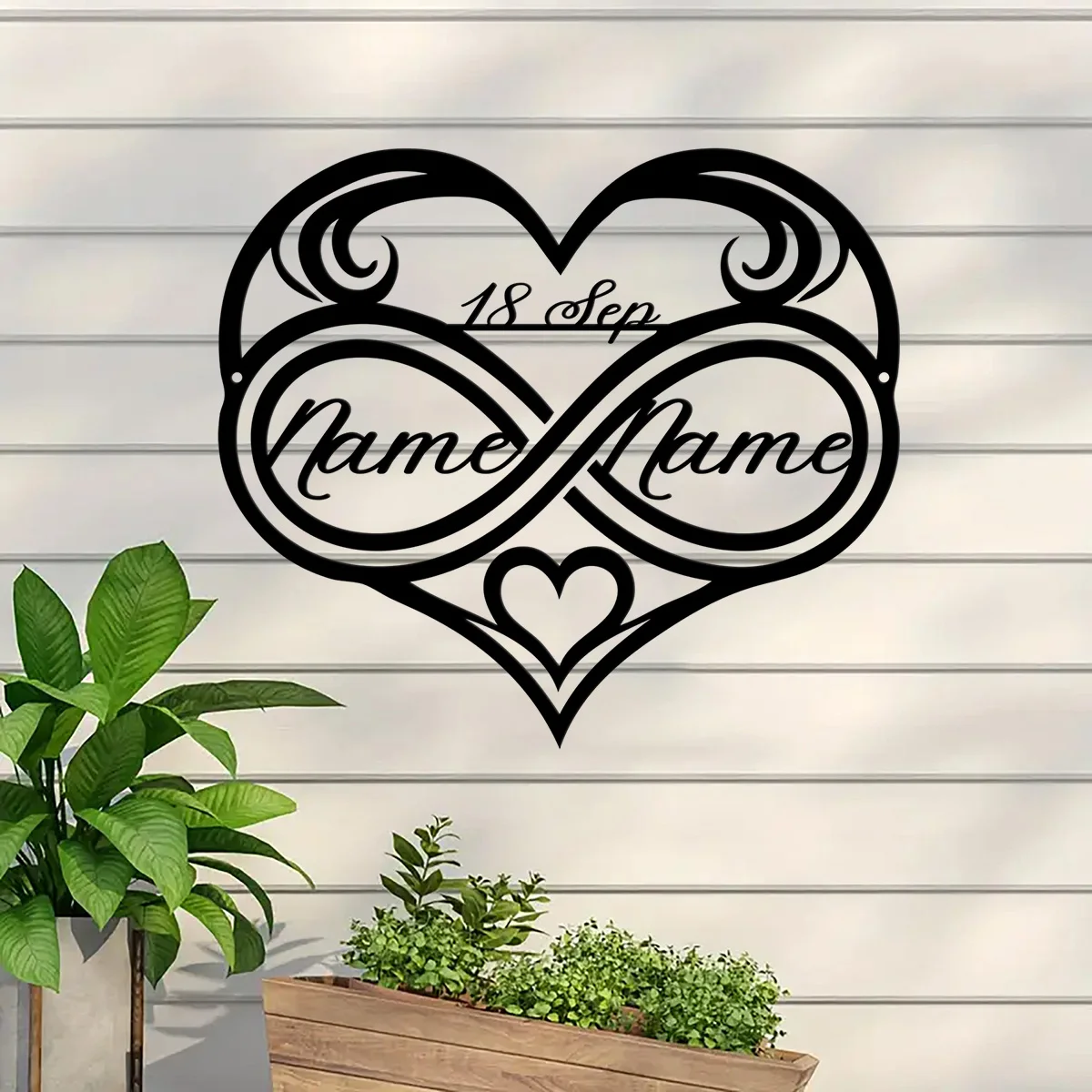 Custom Personalized Infinity Heart Metal Sign Wall Art, Weddings Anniversary, Housewarming Gift, Newlywed Present