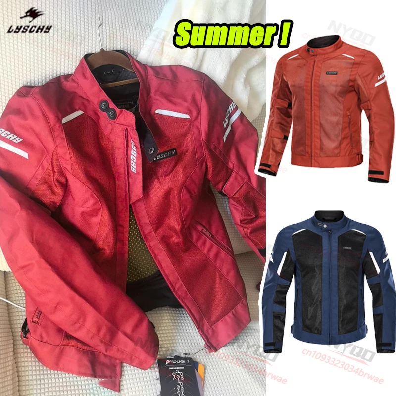 

LYSCHY Summer Motorcycle Jacket Mesh Breathable Reflective Motorbike Jacket Men Women CE2 Level Motocross Jacket Riding Clothing