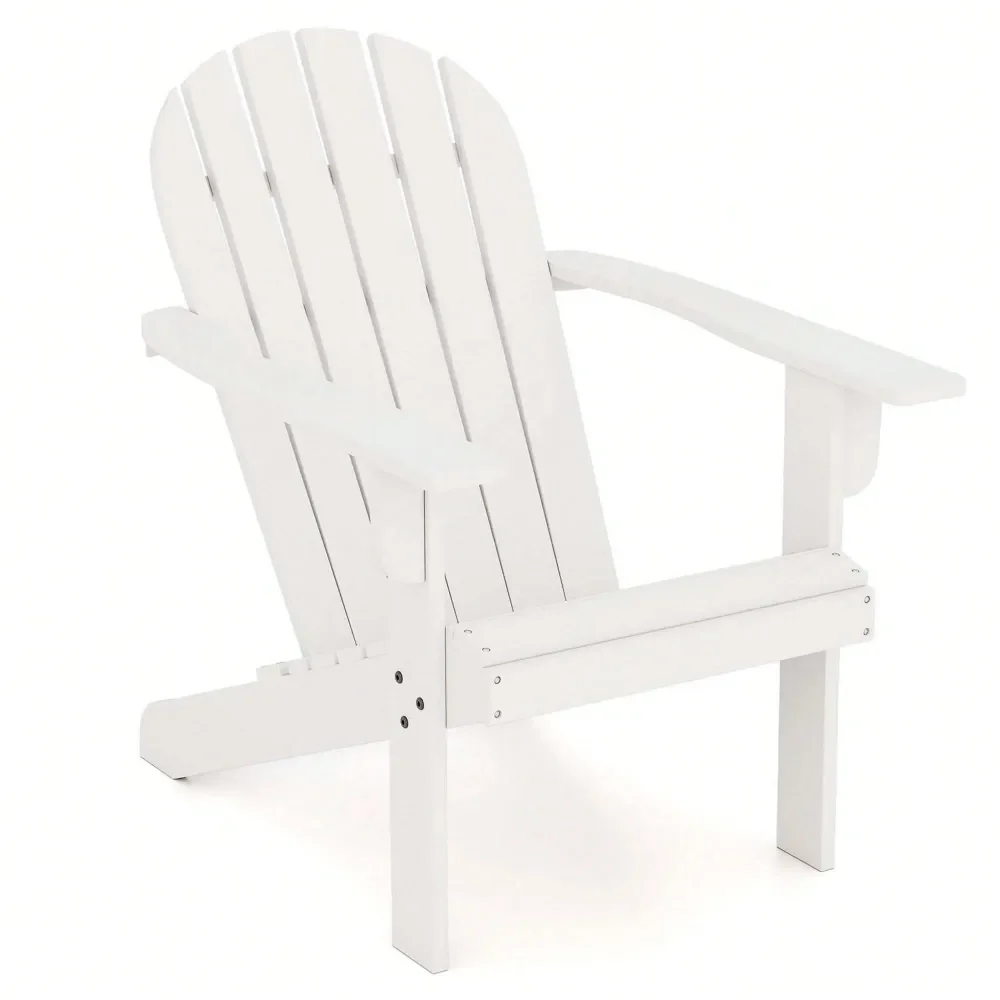 

Patio Adirondack Chair With Inclined Seat High Backrest Wide Armrests White Blue Gray Red