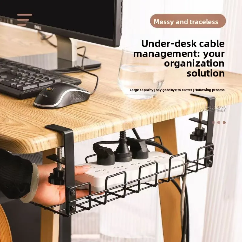 

Настольная подвесная полка для хранения проводов без сверления, с розетками, для организации проводов под столом, органайзер для проводов под столом