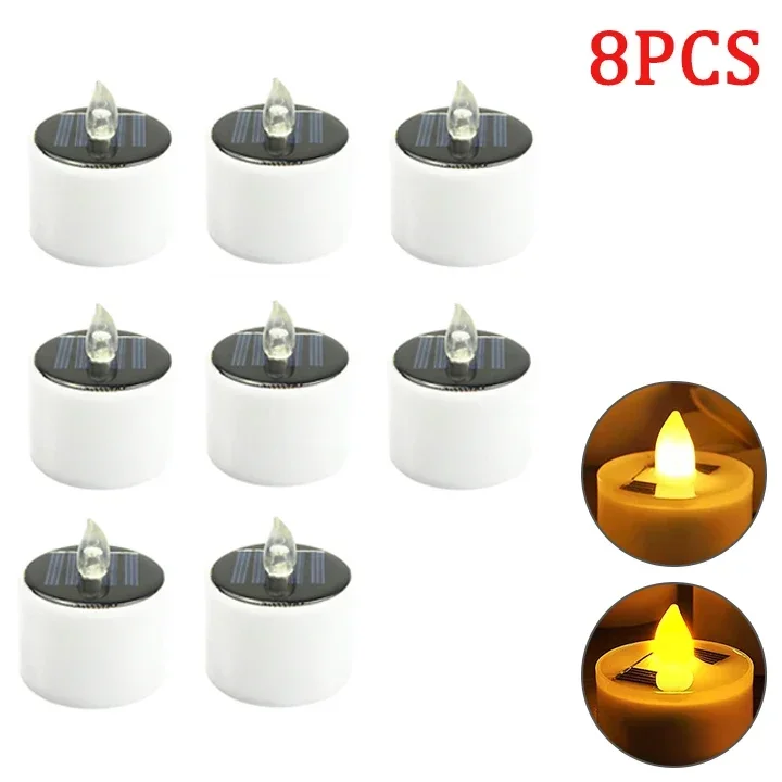 Solar Tea Light Led-kaarsen Vlamloze waterdichte zonne-theelichtjes voor buiten Oplaadbare kaarsen voor feesttuin Home Decor