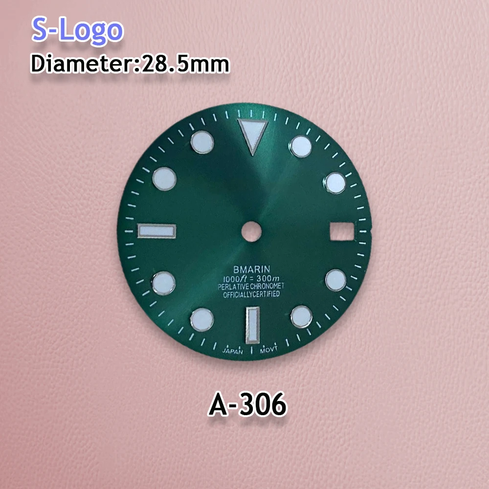 S Logo Dial 28.5mm NH35 Dial SUB Dial Fit NH35/NH36/4R/7S Movement C3 Green Luminous 3/3.8/4.2 Akcesoria do modyfikacji zegarków