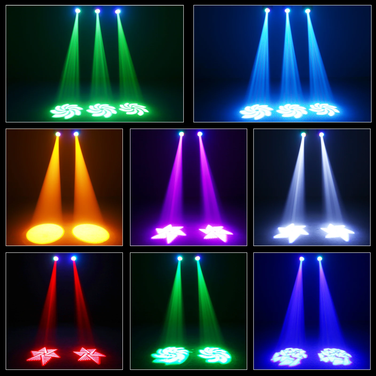 Luce a testa mobile a LED DMX 512 attivato dal suono con telecomando per matrimoni DJ Disco Club Party Stage Lighting Spettacoli di Natale