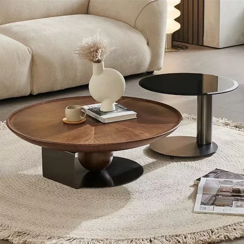 Solid wood coffee table Italian senior living room light luxury modern minimalist designer niche creative small apartment