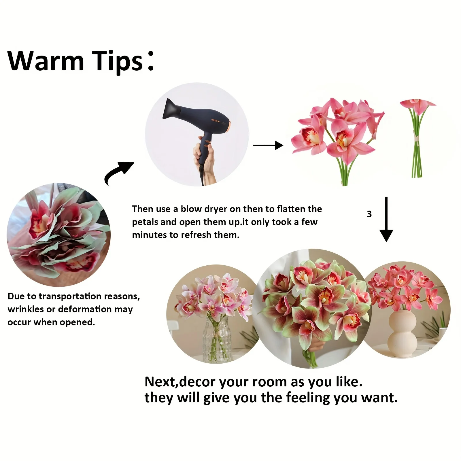 6 قطع من باقات الأوركيد الاصطناعية الأنيقة - زهور سيمبيديوم واقعية للديكور الداخلي والخارجي، مثالية لحفلات الزفاف #2