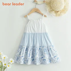 Bear Leader Summer Baby Girls' Clothing Polka Dot Striped Floral Patchwork Camisole Skirt Girls' Fashion Dress For 3-7 Years