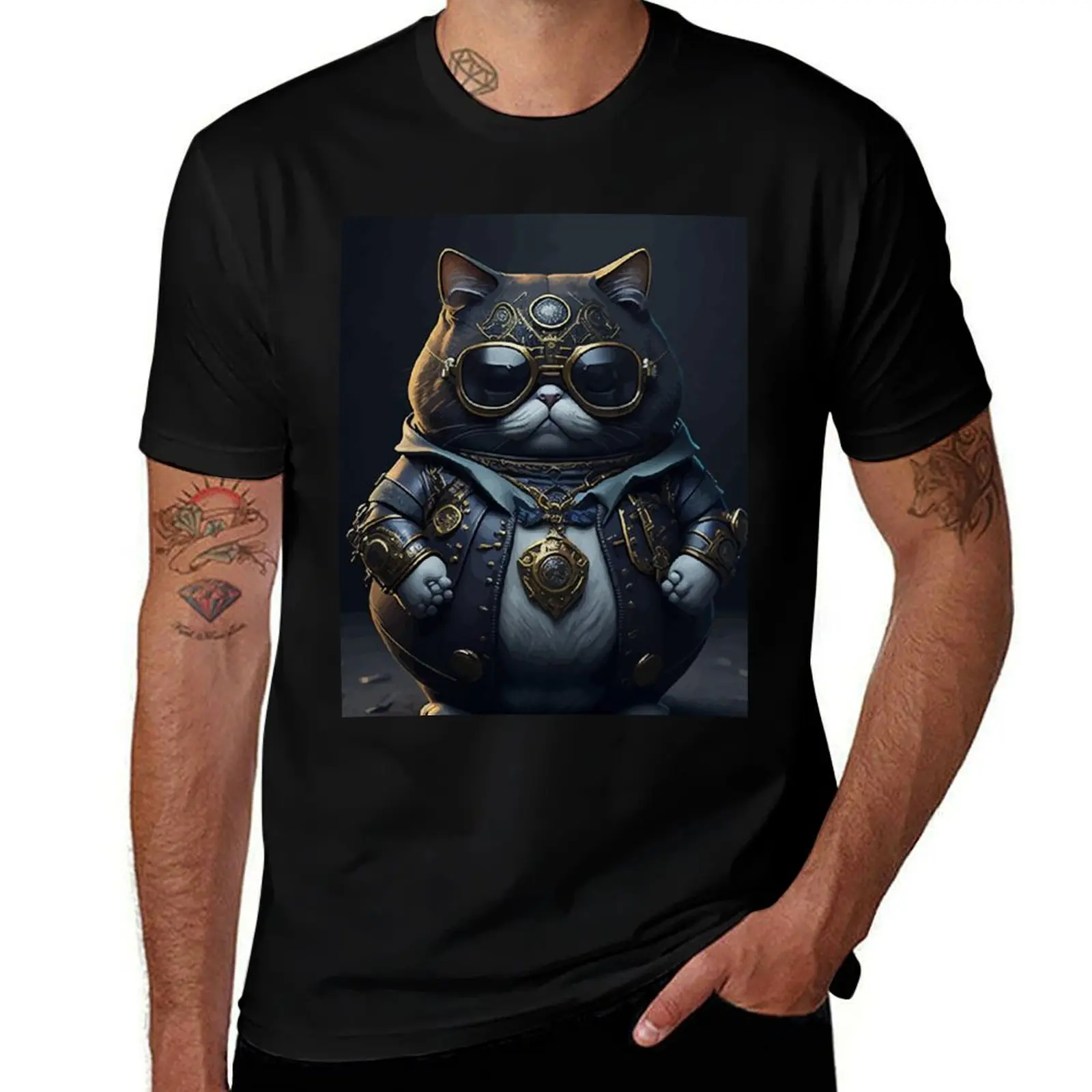 

Steampunk Cat Gang Model Contest#43 T-Shirt oversized graphic tee blue lock tshirts for men