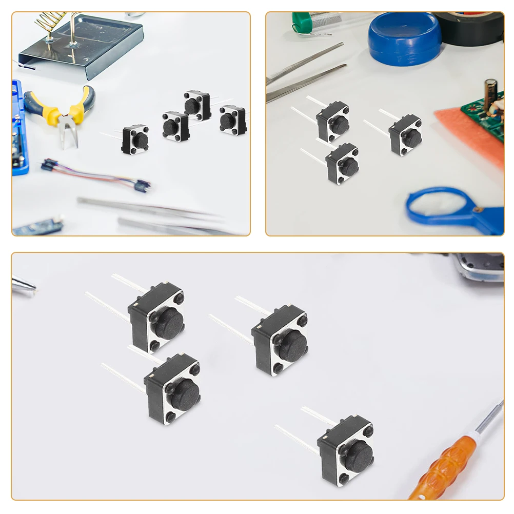 100pcs Tactile Switch Push Button Momentary Micro Tactile For Pcb Dip Switch Vertical Mount Sensitive Trigger Light