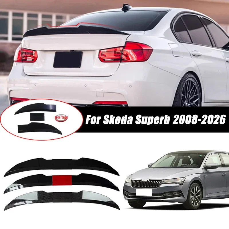3pcs Sedan Rear Trunk Spoiler For Skoda Superb 2008-2026 Adjustable DIY Modified Trunk Spoiler Automotive Accessories