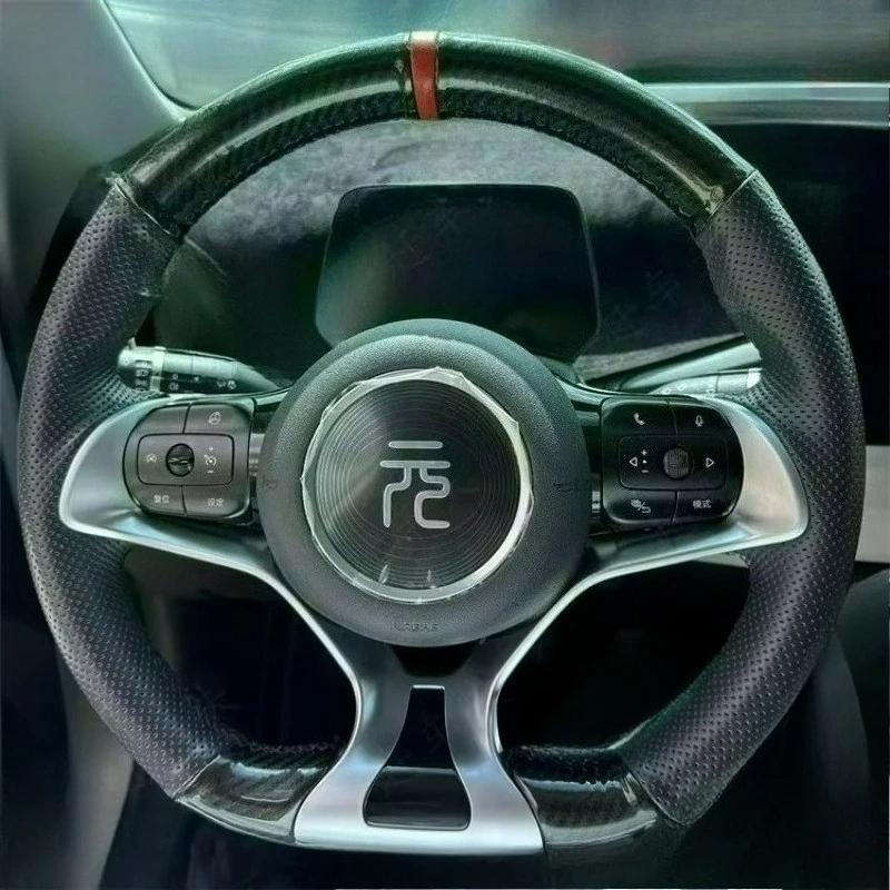 

Чехол на руль из износостойкой углеродной кожи ручной работы для BYD Atto 3 Yuan Plus Seagull Dolphin