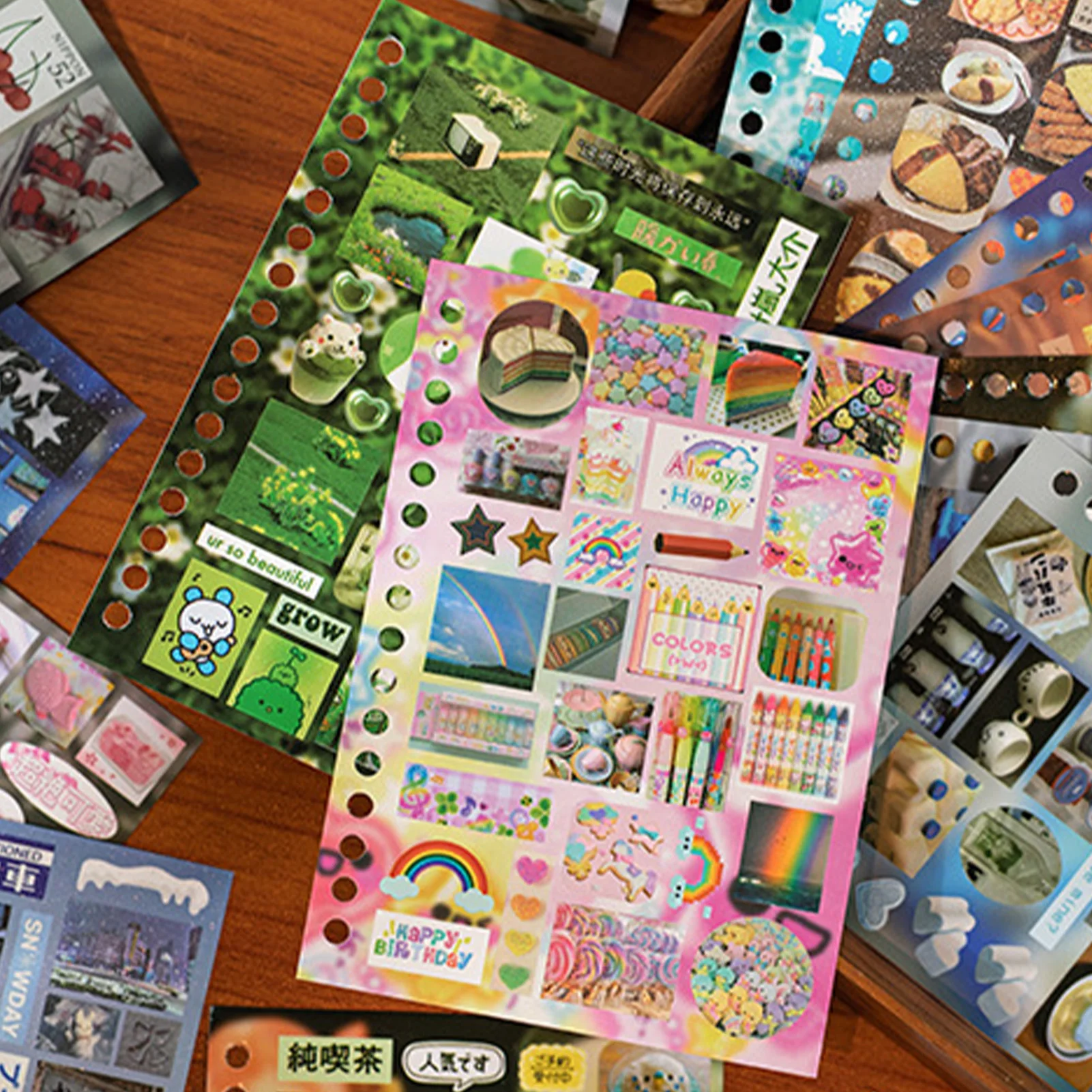 Gestanztes Aufkleberbuch im japanischen Stil, 30 Blatt, ästhetische Scrapbook-Aufkleber für Tagebücher, Planer, Kawaii-Vintage-Blumenaufkleber