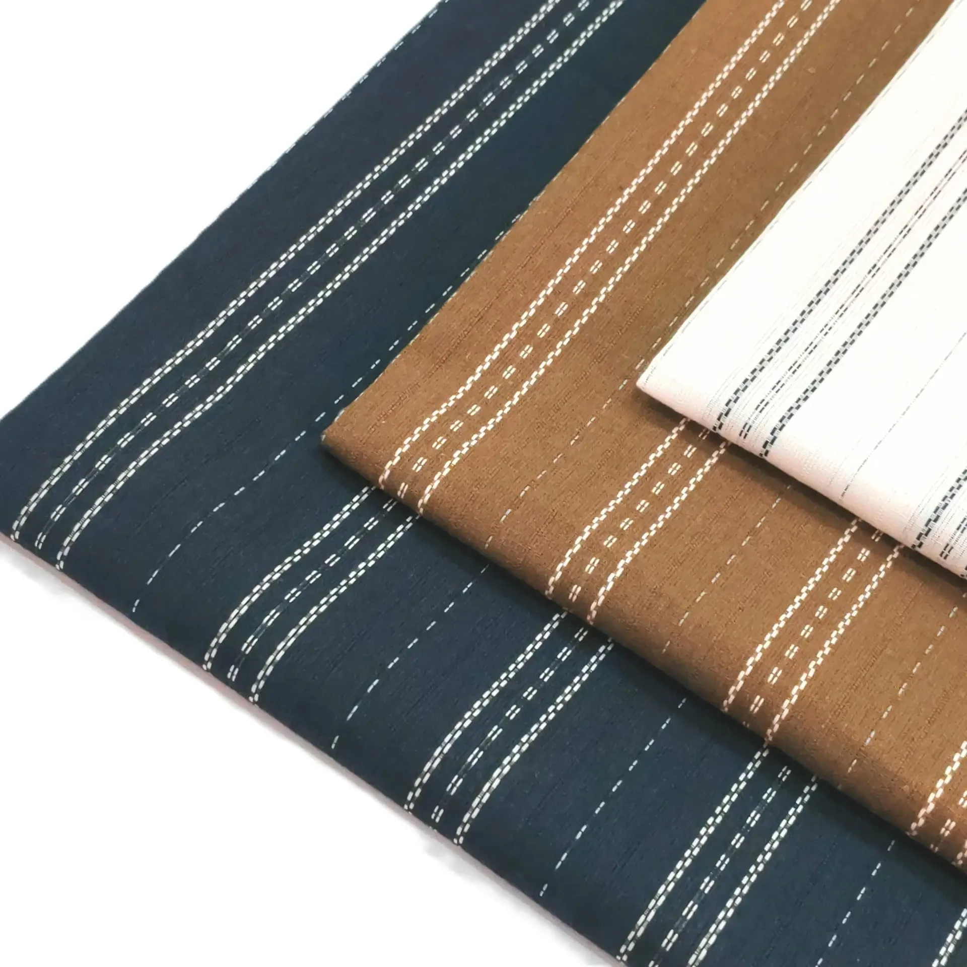 مصنع توريد CVC غزل مصبوغ شريط أسود أبيض نسيج للملابس والأحذية والقبعات مخزون جاهز