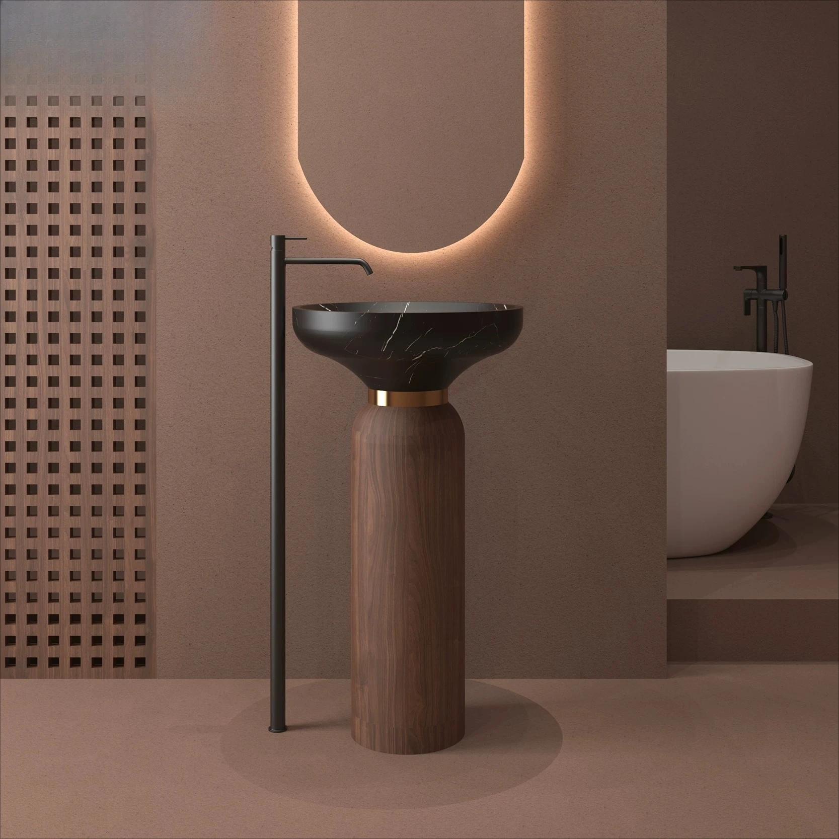 Chinese Retro Style Designer Column Basin Floor-to-ceiling Integrated Art Wash Basin Personalized Creative Homestay Wash Table