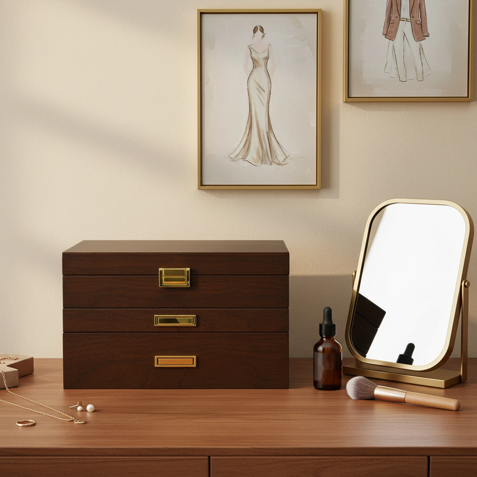 

28*19*18cm 3 Layer Jewelry Box Free-standing Portable Jewelry Organizer Box for Sunglasses Watches Hairpins Earrings