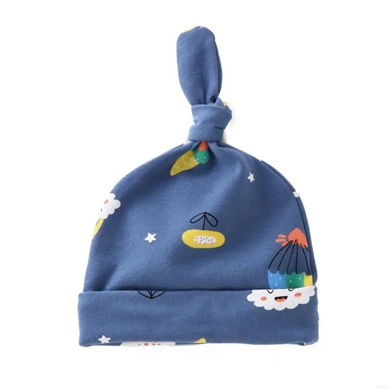 

Q22D 0-6 Months Baby Cotton Hat Tail Knot Beanie Cap for Newborn Infant Toddler Boys Girls Shower Gifts Photography Props