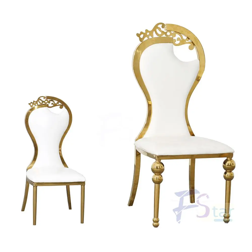 Royal Stainless Steel High Leaf Back King Throne Banquet Wedding Chair