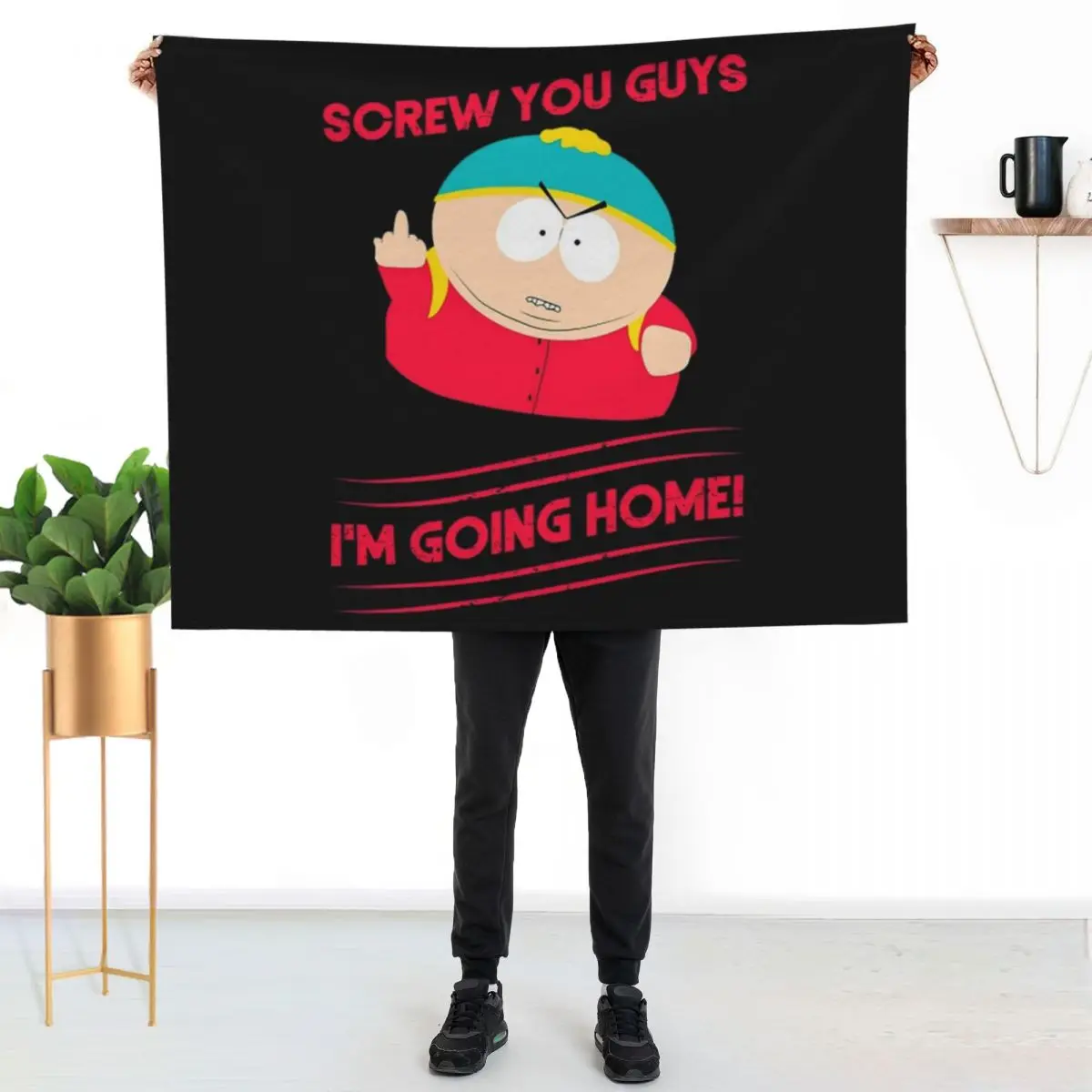 Cartman Screw you guys Throw Blanket wednesday Soft Plush Plaid Loose Giant Sofa Winter beds Decorative Beds Blankets