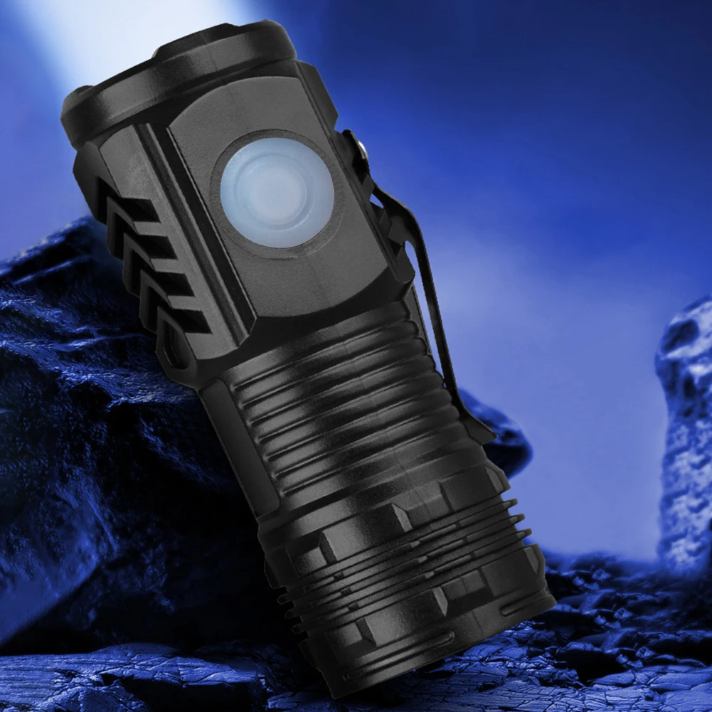 Small Flashlights USB C Rechargeable IPX4 Waterproof Hat Clip Light Super Bright Tactical Torch for EDC Camping Hiking Emergency