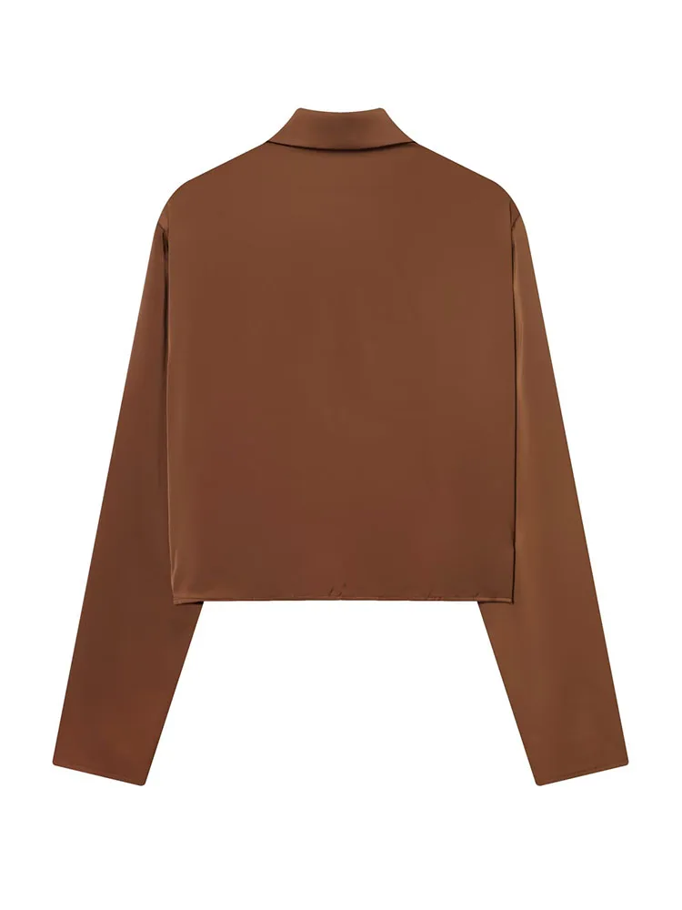 HH Women's Winter Fashion Versatile Silk Texture Drape Slim Shirt Female Temperament Lapel Sexy Casual Long Sleeve Shirt Mujer