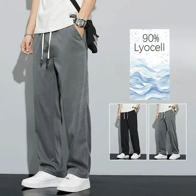

Lyocell Summer Denim Jeans Men Straight Stretch Regular Jeans for Man Black Classic Baggy Jeans Y2k Men Pant Causal Fashion Pant