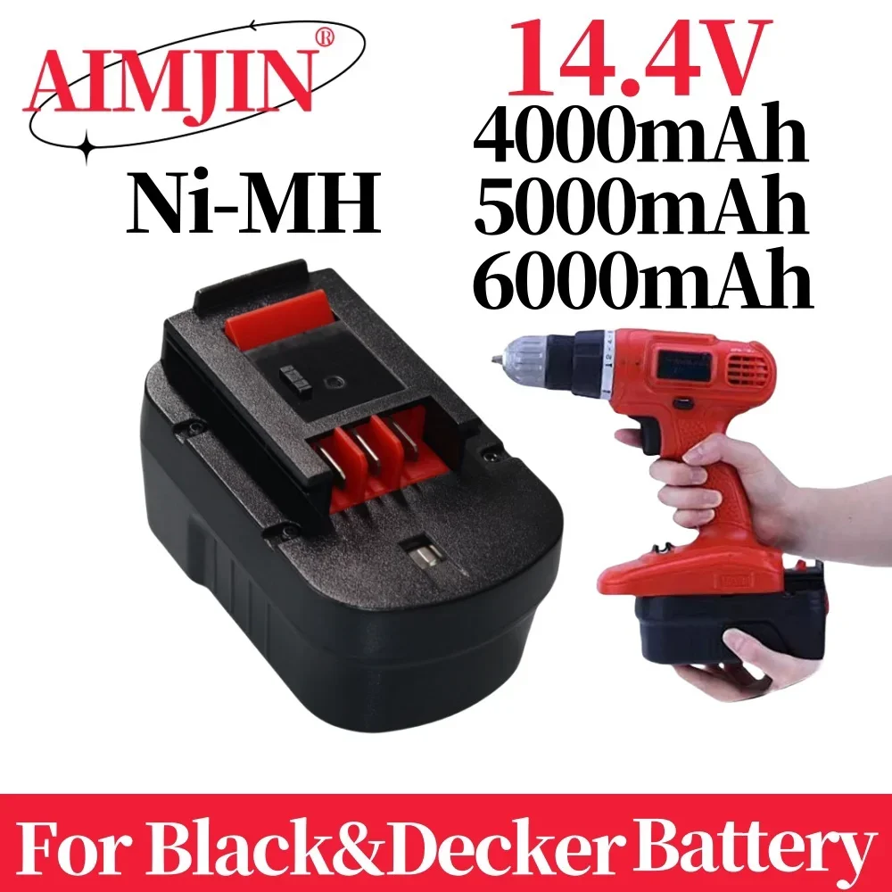 14.4V 4000mAh/5000mAh/6000mAh NI-MH Rechargeable Battery,Replacement for Black Decker HPB14 FSB14 BD1444L