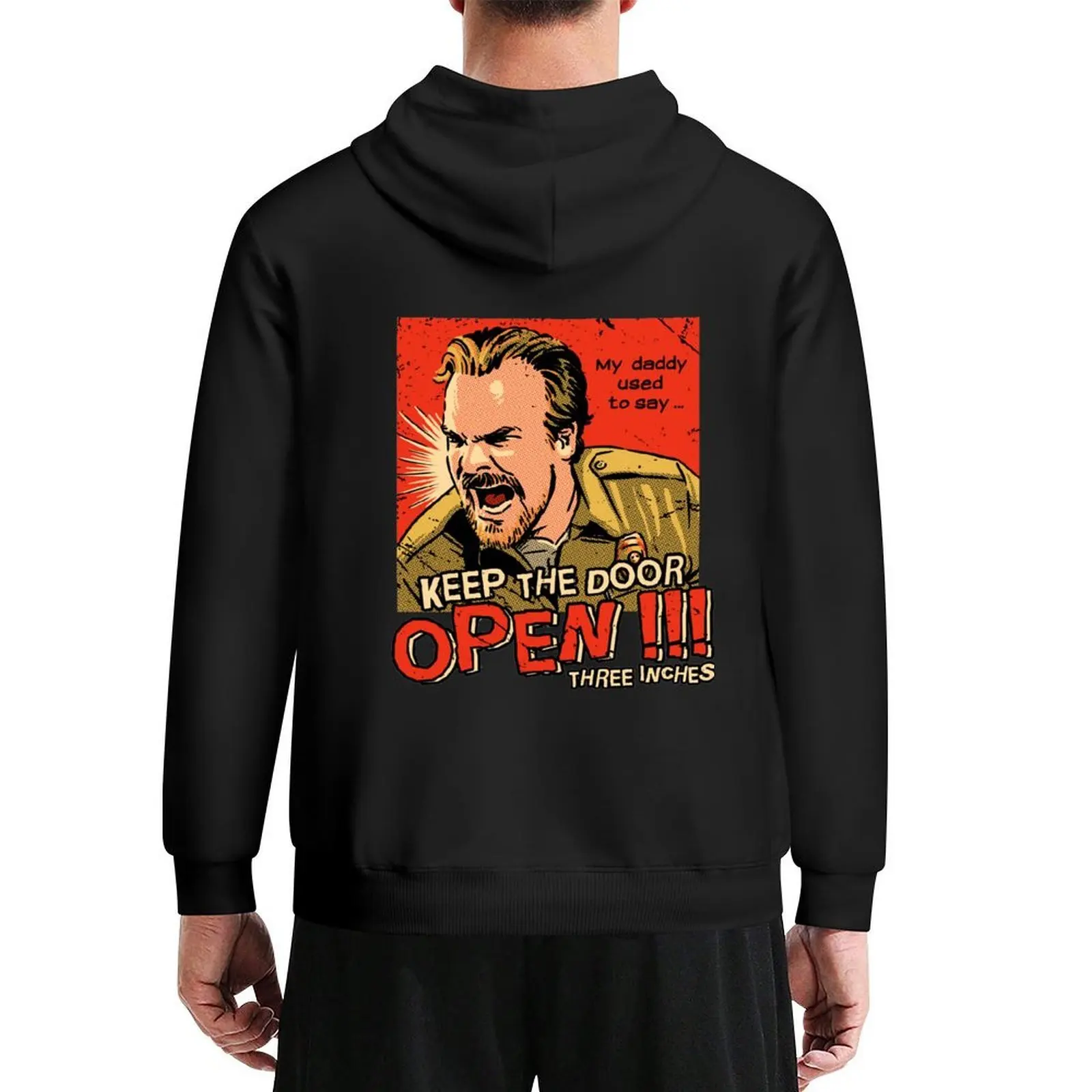 

Jim Hopper Keep the Door Open Hoodie graphic t shirts men clothes for men anime clothing men clothes hoodie oversize
